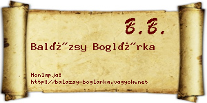 Balázsy Boglárka névjegykártya