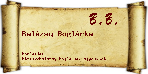 Balázsy Boglárka névjegykártya